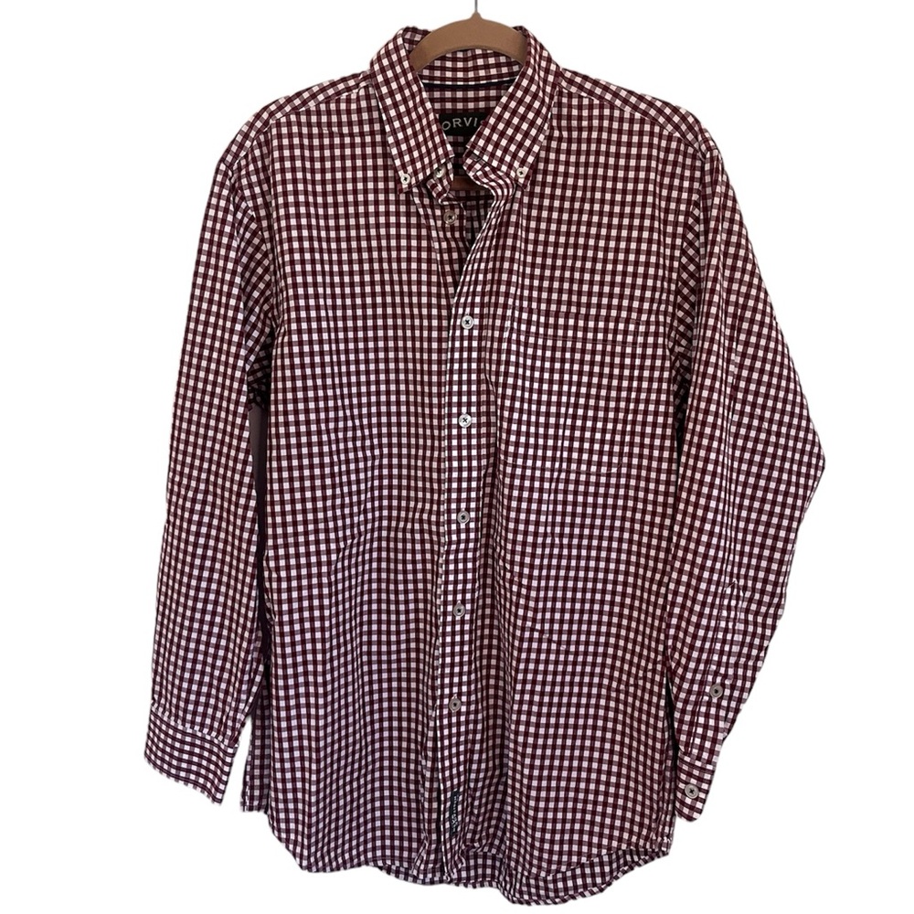 Orvis Maroon & White Men’s SZ M Long Sleeve Button Down Dress Shirt